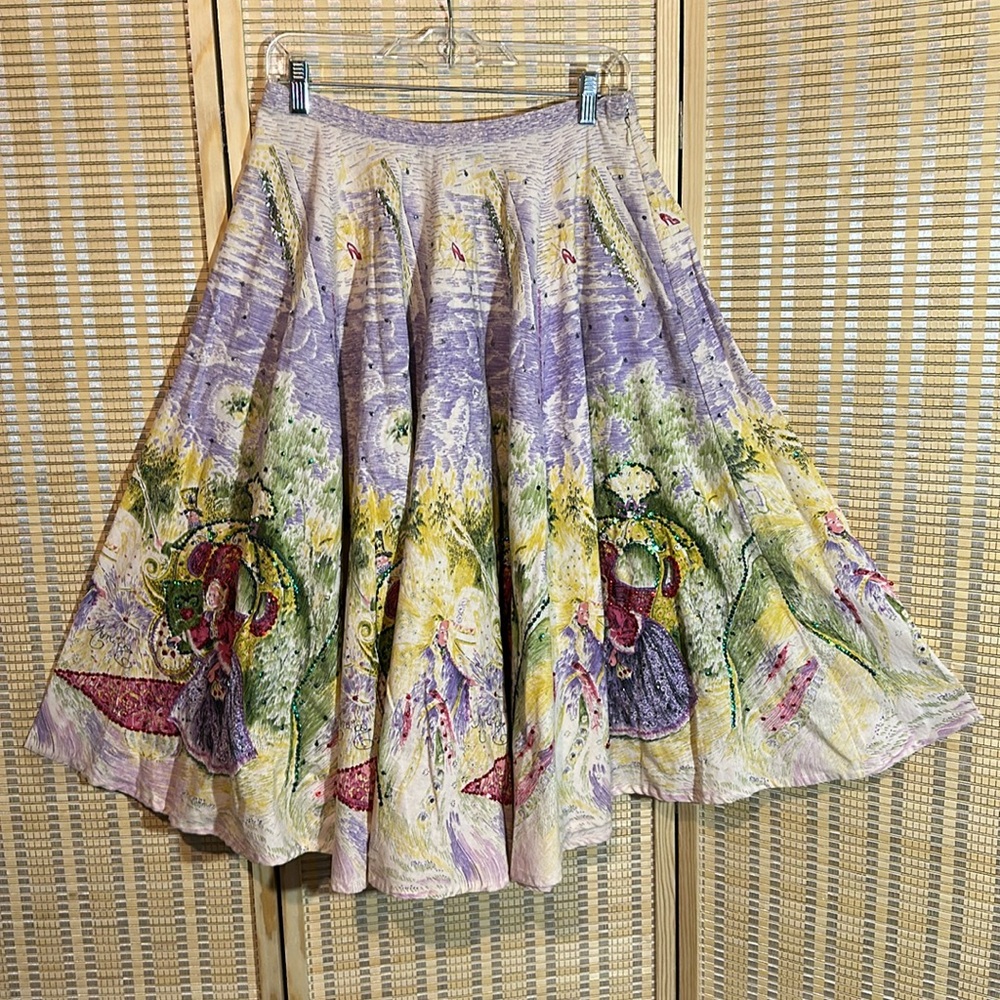 Christopher Fischer 100% Cotton Painted Victorian Cinderella Circle Skirt Medium - Picture 1 of 16